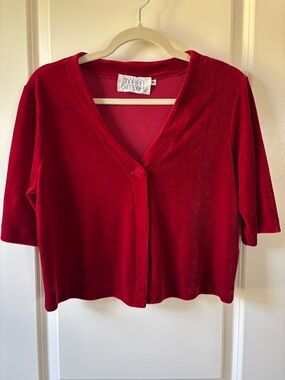 MARIAN & MARAL Vintage Velvet Cardigan Crop Half Sleeve • Women’s Medium